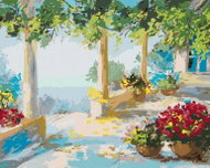 Zuty - Painting by Numbers - Terrace by the Sea, 80X100 Cm, Canvas+Frame - Painting by Numbers