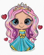 Zuty - Painting by Numbers - Girl Princess With Hearts, 80X100 Cm, Canvas+Frame - Painting by Numbers