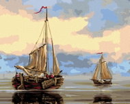 Zuty - Painting by Numbers - Two Fishing Boats on the Edge of the Sea, 40X50 Cm, Canvas+Frame - Painting by Numbers