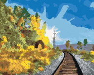 Zuty - Painting by Numbers - Summer Landscape With Railroad, 80X100 Cm, Canvas - Painting by Numbers
