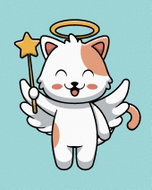 Zuty - Painting by Numbers - Cat Angel With Star, 80X100 Cm, Canvas+Frame - Painting by Numbers