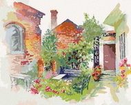Zuty - Painting by Numbers - European Landscape With Houses And Flowers, 80X100 Cm, Canvas - Painting by Numbers