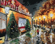 Zuty - Painting by Numbers - Night City And Shining Lamps, 80X100 Cm, Canvas+Frame - Painting by Numbers