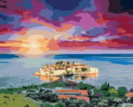 Zuty - Painting by Numbers - View of Sveti Stefan, 40X50 Cm, Canvas+Frame - Painting by Numbers