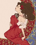 Zuty - Painting by Numbers - Woman Contemplating Art Nouveau Poster, 40X50 Cm, Canvas - Painting by Numbers