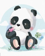 Zuty - Painting by Numbers - Panda With Butterfly, 80X100 Cm, Canvas+Frame - Painting by Numbers