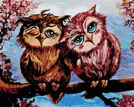 Zuty - Painting by Numbers - Owls on a Tree, 40X50 Cm, Canvas - Painting by Numbers