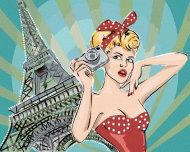Zuty - Painting by Numbers - Woman at the Eiffel Tower Pop Art, 80X100 Cm, Canvas+Frame - Painting by Numbers