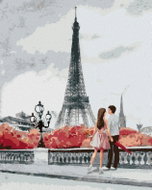 Zuty - Painting by Numbers - Young Couple and the Eiffel Tower, 80X100 Cm, Canvas - Painting by Numbers