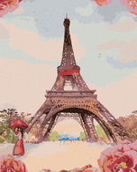 Zuty - Painting by Numbers - Eiffel Tower With Roses, 80X100 Cm, Canvas+Frame - Painting by Numbers