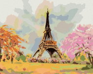 Zuty - Painting by Numbers - Eiffel Tower and Pink Tree, 80X100 Cm, Canvas - Painting by Numbers