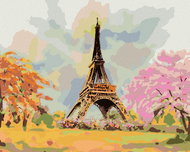 Zuty - Painting by Numbers - Eiffel Tower and Pink Tree, 40X50 Cm, Canvas - Painting by Numbers
