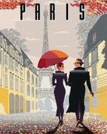 Zuty - Painting by Numbers - Couple With Umbrella And Eiffel Tower, 40X50 Cm, Canvas+Frame - Painting by Numbers