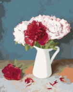 Zuty - Painting by Numbers - Red and White Peonies in a Vase, 80X100 Cm, Canvas+Frame - Painting by Numbers
