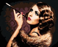 Zuty - Painting by Numbers - Elegant Woman With Cigarette, 40X50 Cm, Canvas+Frame - Painting by Numbers