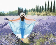 Zuty - Painting by Numbers - Lavender Field and Woman in Blue Dress, 40X50 Cm, Canvas+Frame - Painting by Numbers