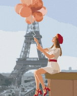 Zuty - Painting by Numbers - Eiffel Tower and Woman with Red Balloons, 40X50 Cm, Canvas - Painting by Numbers
