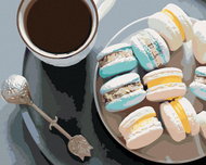 Zuty - Painting by Numbers - Coffee And Macaroons Ii, 40X50 Cm, Canvas+Frame - Painting by Numbers