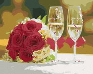 Zuty - Painting by Numbers - Two Glasses and Roses, 80X100 Cm, Canvas+Frame - Painting by Numbers