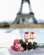 Zuty - Painting by Numbers - Glasses And Roses In Paris And The Eiffel Tower 2, 40X50 Cm, Canvas - Painting by Numbers