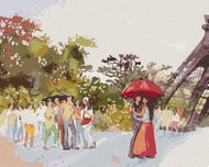 Zuty - Painting by Numbers - Eiffel Tower and People in Love, 80X100 Cm, Canvas+Frame - Painting by Numbers