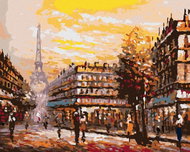 Zuty - Painting By Numbers - Busy Street In Paris, 80X100 Cm, Canvas+Frame - Painting by Numbers