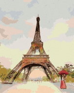 Zuty - Painting by Numbers - Eiffel Tower And Woman With Red Umbrella, 40X50 Cm, Canvas+Frame - Painting by Numbers