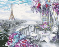 Zuty - Painting by Numbers - Eiffel Tower Summer Café in Paris, 40X50 Cm, Canvas+Frame - Painting by Numbers
