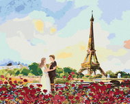 Zuty - Painting by Numbers - Eiffel Tower and Roses, 80X100 Cm, Canvas - Painting by Numbers