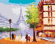 Zuty - Painting by Numbers - Eiffel Tower in Paris Street View, 80X100 Cm, Canvas - Painting by Numbers