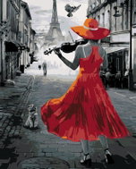 Zuty - Painting by Numbers - Woman Playing Violin in Paris, 40X50 Cm, Canvas - Painting by Numbers
