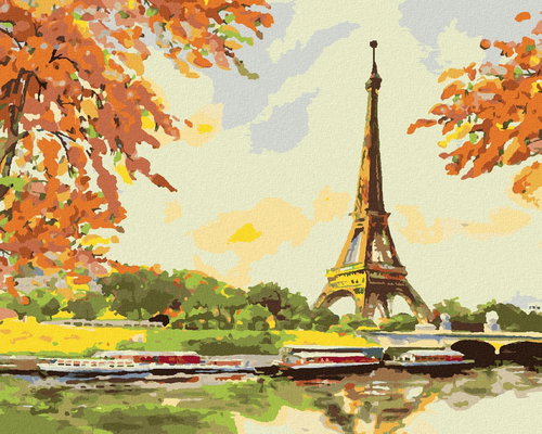 Zuty - Painting by Numbers - Eiffel Tower With Ships, 40X50 Cm, Canvas - Painting by Numbers - Main image