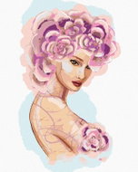Zuty - Painting by Numbers - Woman With Pink Flowers, 80X100 Cm, Canvas+Frame - Painting by Numbers