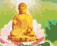 Zuty - Painting by Numbers - Buddha in Lotus and Green Background, 40X50 Cm, Canvas+Frame - Painting by Numbers