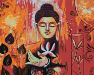 Zuty - Painting by Numbers - Buddha On Red Background Ii, 80X100 Cm, Canvas - Painting by Numbers