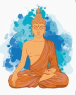 Zuty - Painting by Numbers - Meditating Orange Buddha, 40X50 Cm, Canvas+Frame - Painting by Numbers