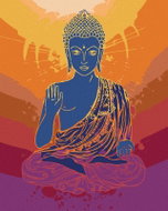 Zuty - Painting by Numbers - Buddha on Orange Background, 80X100 Cm, Canvas+Frame - Painting by Numbers