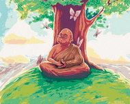 Zuty - Painting by Numbers - Buddha Sitting Under a Tree Art, 40X50 Cm, Canvas+Frame - Painting by Numbers