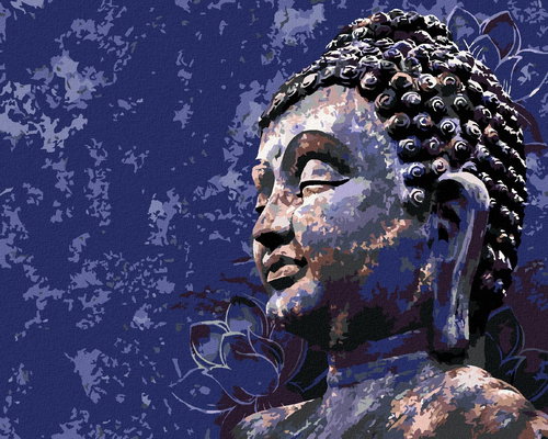 Zuty - Painting by Numbers - Buddha on Blue Background, 40X50 Cm, Canvas+Frame - Painting by Numbers - Main image
