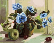 Zuty - Painting by Numbers - Blue Flowers And Fruits, 80X100 Cm, Canvas+Frame - Painting by Numbers