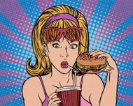 Zuty - Painting by Numbers - Pop-Art Woman in Fastfood, 80X100 Cm, Canvas+Frame - Painting by Numbers