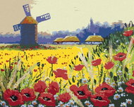 Zuty - Painting by Numbers - Windmill and Wolf Poppy, 80X100 Cm, Canvas - Painting by Numbers