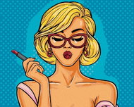 Zuty - Painting by Numbers - Pop-Art Blonde With Lipstick, 80X100 Cm, Canvas+Frame - Painting by Numbers