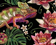 Zuty - Painting by Numbers - Chameleon Among Water Lilies, 40X50 Cm, Canvas+Frame - Painting by Numbers