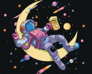 Zuty - Painting by Numbers - Astronaut And Beer, 40X50 Cm, Canvas - Painting by Numbers