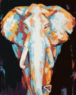 Zuty - Painting by Numbers - Colored Elephant on Black Background, 80X100 Cm, Canvas+Frame - Painting by Numbers