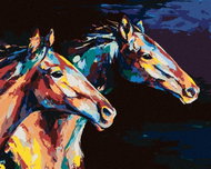 Zuty - Painting by Numbers - Two Colored Horses Running, 40X50 Cm, Canvas - Painting by Numbers