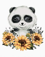 Zuty - Painting by Numbers - Panda with Sunflowers, 80X100 Cm, Canvas+Frame - Painting by Numbers