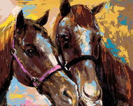 Zuty - Painting by Numbers - Two Brown Horses, 80X100 Cm, Canvas - Painting by Numbers