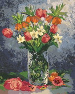 Zuty - Painting by Numbers - Tulips and Other Spring Flowers in a Vase, 80X100 Cm, Canvas - Painting by Numbers